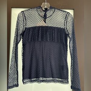 Elegant Navy Sheer Top